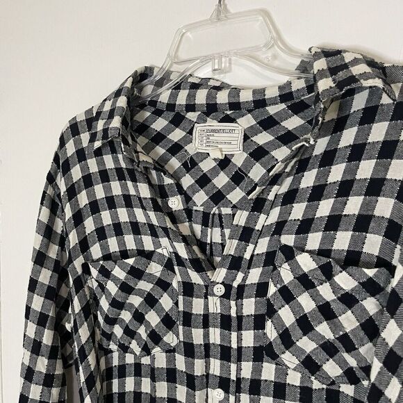 CURRENT/ELLIOTT black white plaid button down flannel tie waist dress size 2 MED - Picture 5 of 7